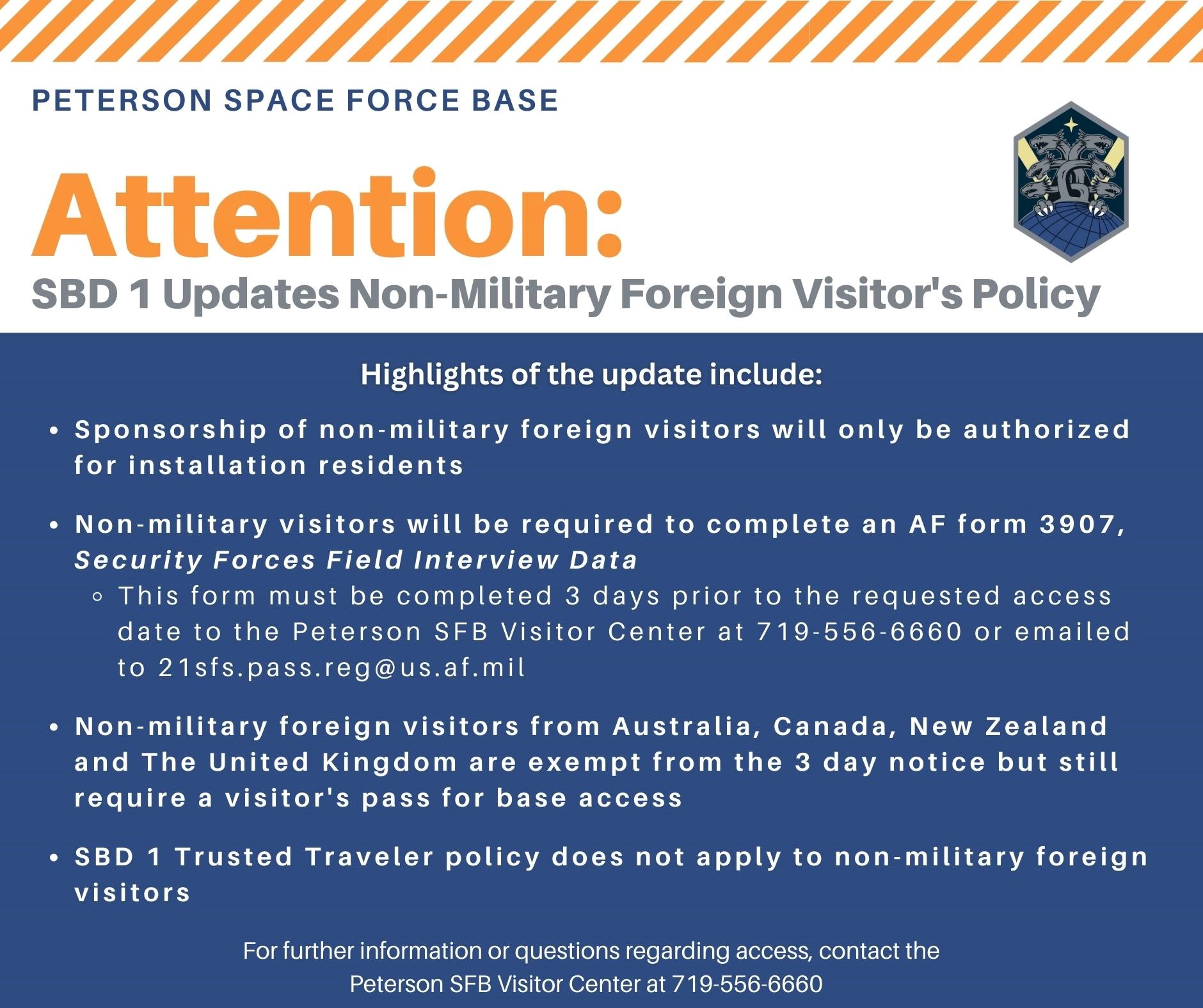 Non-military foreign visitor policy image